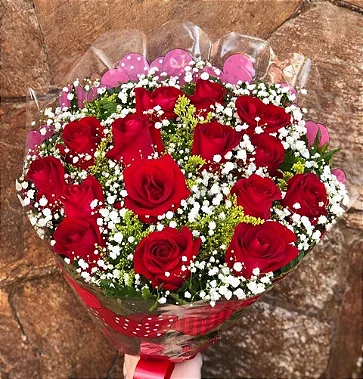 Buquê de Rosas Vermelhas ou Coloridas com 15 unds.