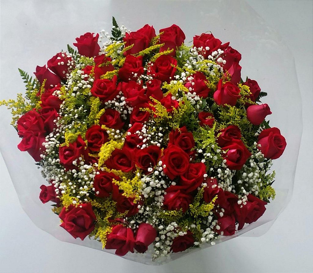 Buquê de 36 Rosas  Coloridas ou Vermelhas