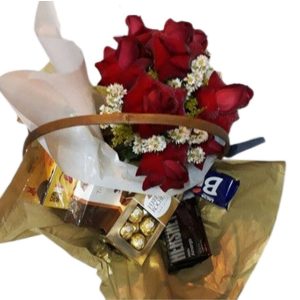 Cesta com Arranjo e Chocolates