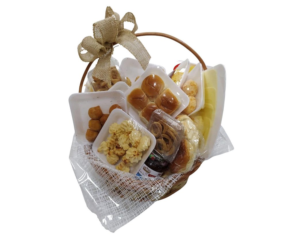 Cesta de Café da Manhã Pães e Salgados Caseiros