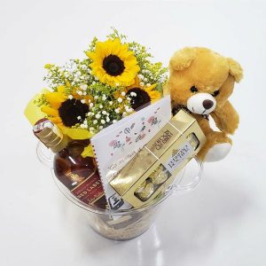 Whisky no Balde com Ferrero Rocher Pelúcia e Girassóis