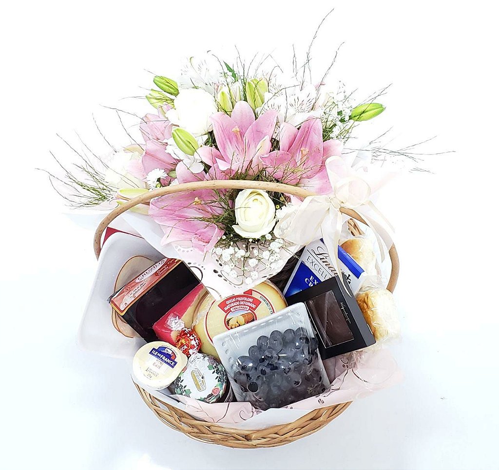 Cesta com Lírios e Rosas Luxo