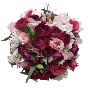 Buquê de Noiva com Mini Rosas, Rosas e Astromélias