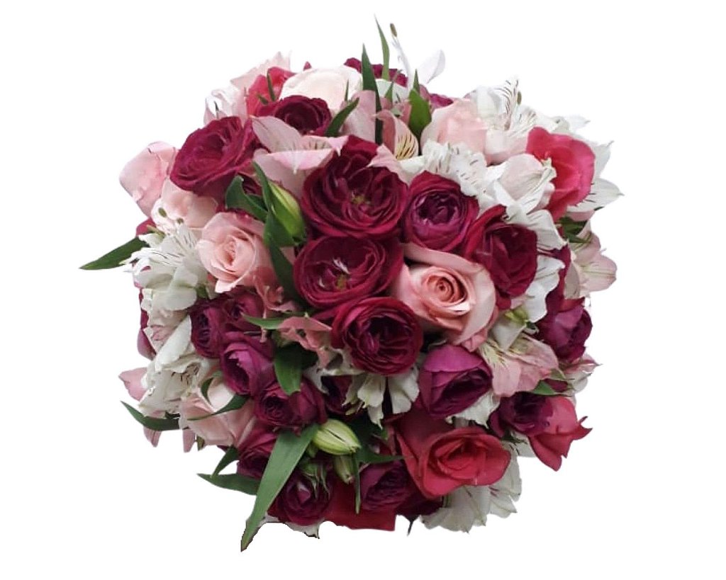 Buquê de Noiva com Mini Rosas, Rosas e Astromélias