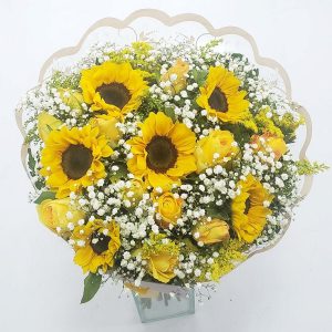 Buquê de Girassóis com Rosas