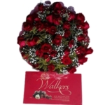 Buquê de 36 Rosas Vermelhas ou Coloridas com Ferrero Rocher  ( 8 unidades ) ou Chocolate Importado