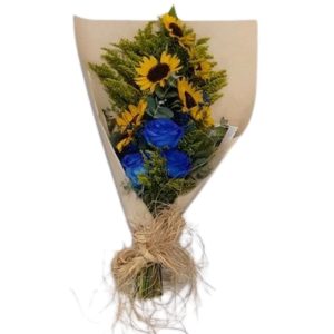 Buquê de Girassóis Rústico com Rosas