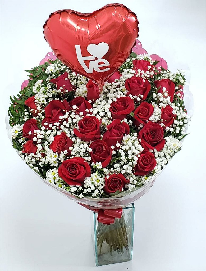 Buquê de Rosas com Balão